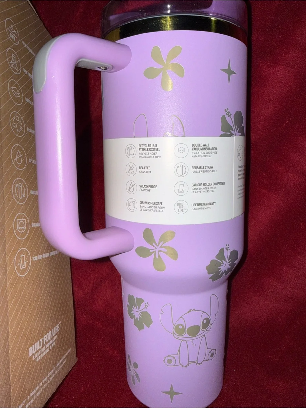 Stanley x Stitch Lavender Floral H2.0  Quencher Tumbler 40oz. - New - Picture 3 of 4